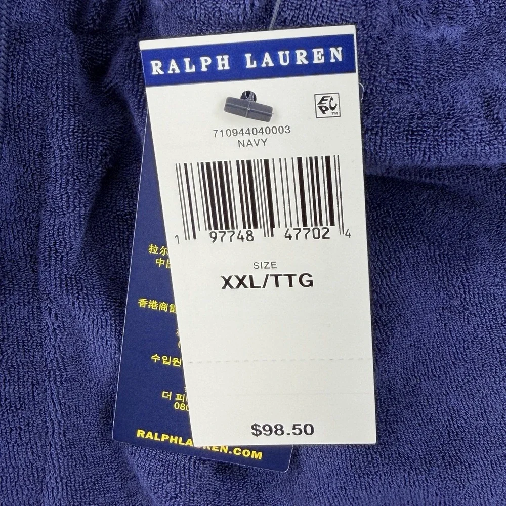 NWT Polo Ralph Lauren Terry Cloth Lounge Shorts XXL Navy Cotton Drawstring